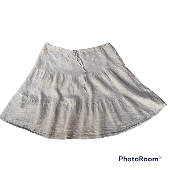 ALLEN ALLEN Peasant Skirt A-Linen Tiered Boho Lagenlook - Picture 2 of 5